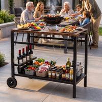 Stainless Steel Top Outdoor Kitchen Island on Wheels with Spice Rack and amp