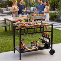 Stainless Steel Top Outdoor Kitchen Island on Wheels with Spice Rack and amp
