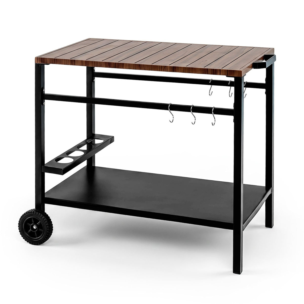 Stainless Steel Top Outdoor Kitchen Island on Wheels with Spice Rack and amp