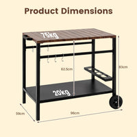 Stainless Steel Top Outdoor Kitchen Island on Wheels with Spice Rack and amp