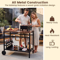 Stainless Steel Top Outdoor Kitchen Island on Wheels with Spice Rack and amp