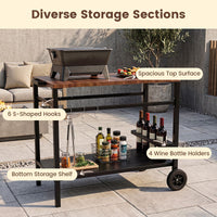 Stainless Steel Top Outdoor Kitchen Island on Wheels with Spice Rack and amp