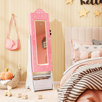 Standing Children Jewelry Organizer with Full-Length Mirror