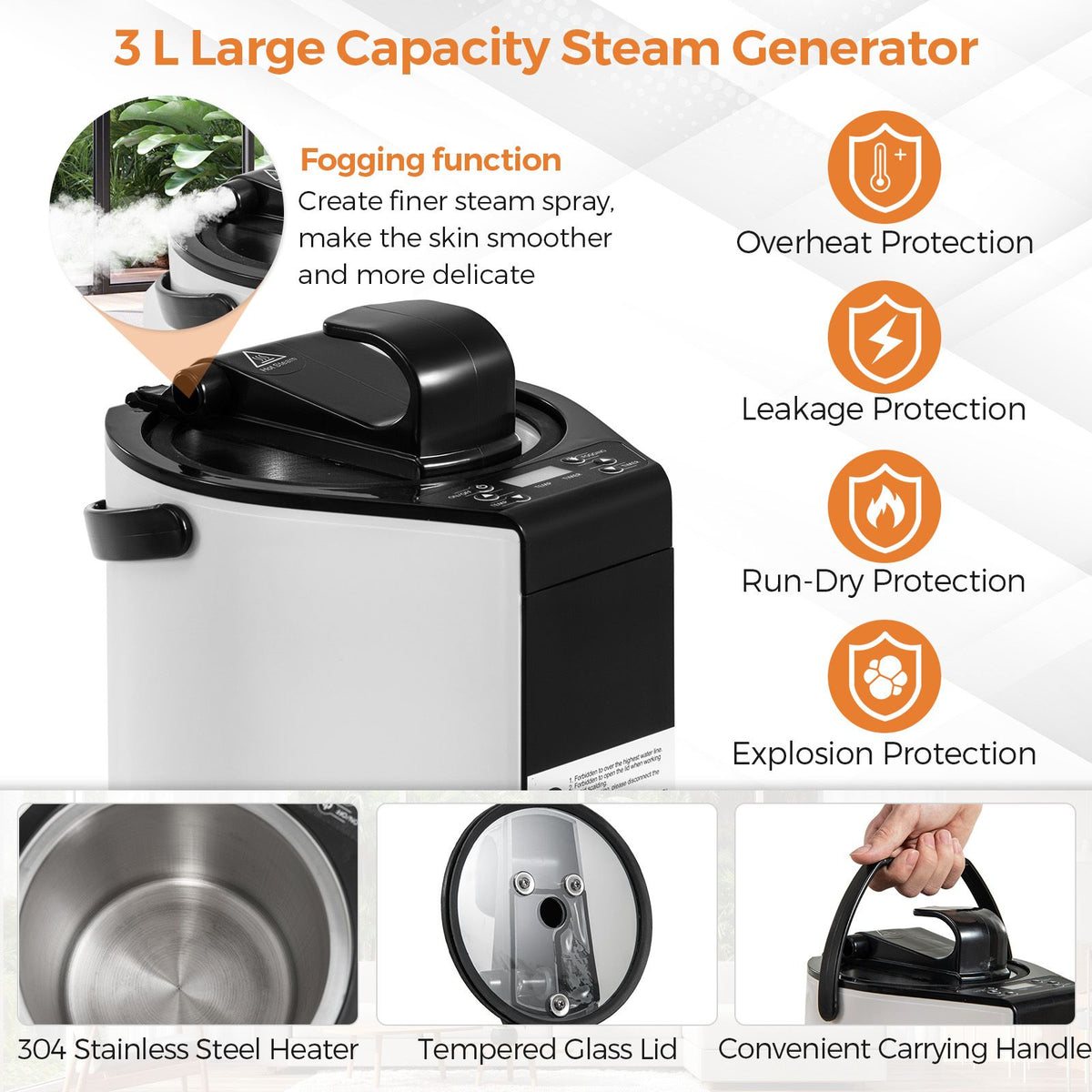 Portable Steam Sauna with 1000W 3L Steam Generator for Home Spa Relaxation