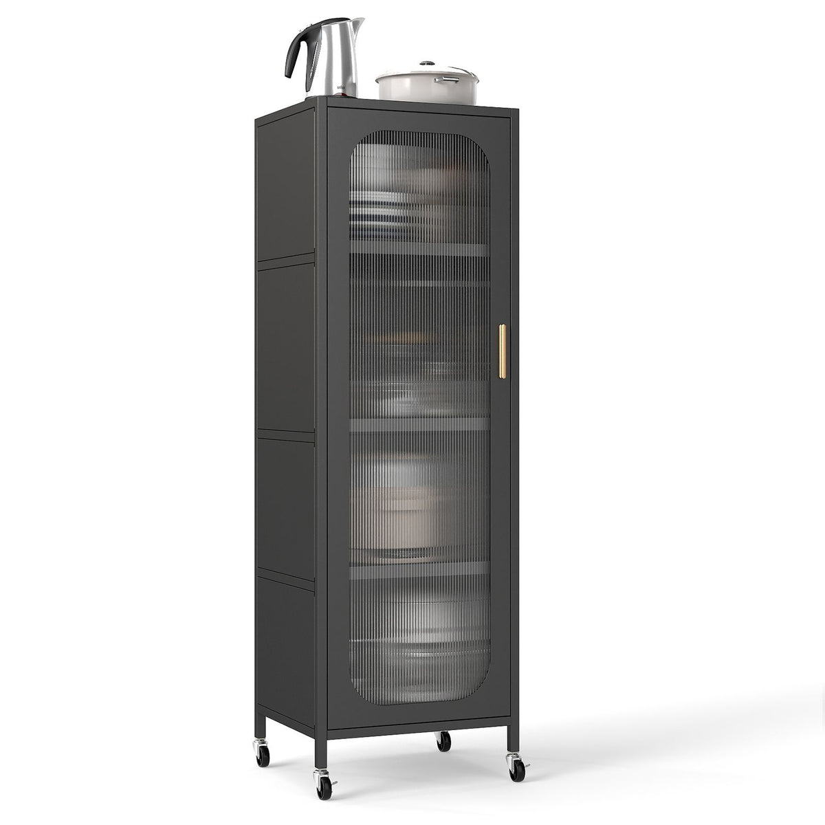 1/2-Door Metal Storage Cabinet with Semi-Transparent Doors