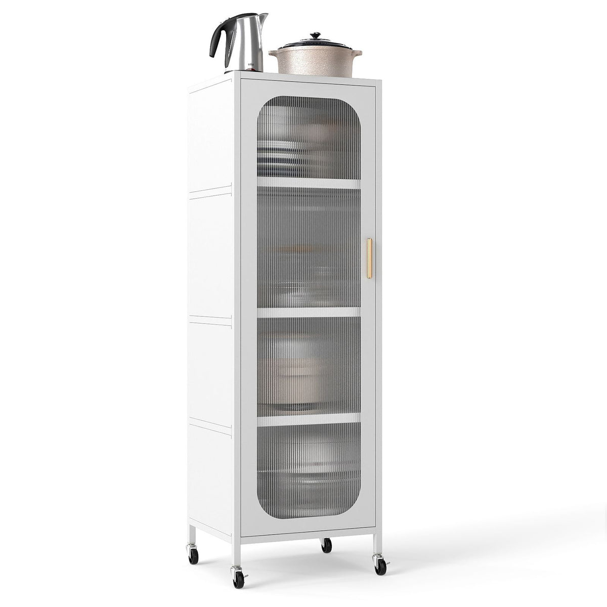 1/2-Door Metal Storage Cabinet with Semi-Transparent Doors