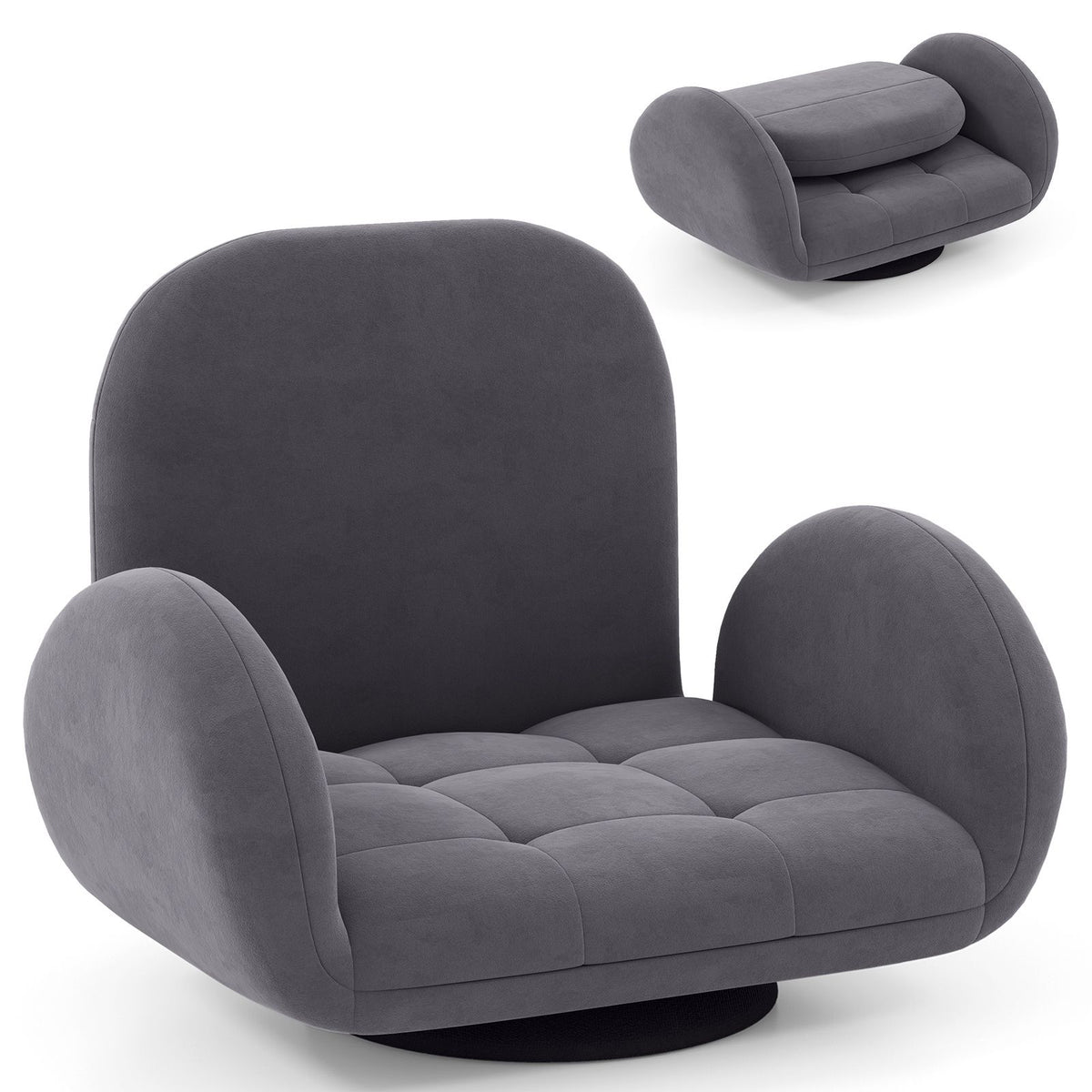 Giantex Swivel Floor Chair Folding Gaming Chair with Adjustable Backrest