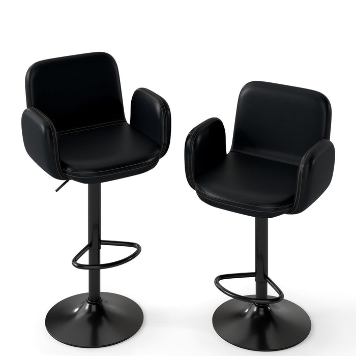 Swivel Bar Stools Set of 2 Modern PU Leather Bar Chairs with Adjustable Height