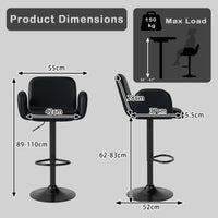 Swivel Bar Stools Set of 2 Modern PU Leather Bar Chairs with Adjustable Height