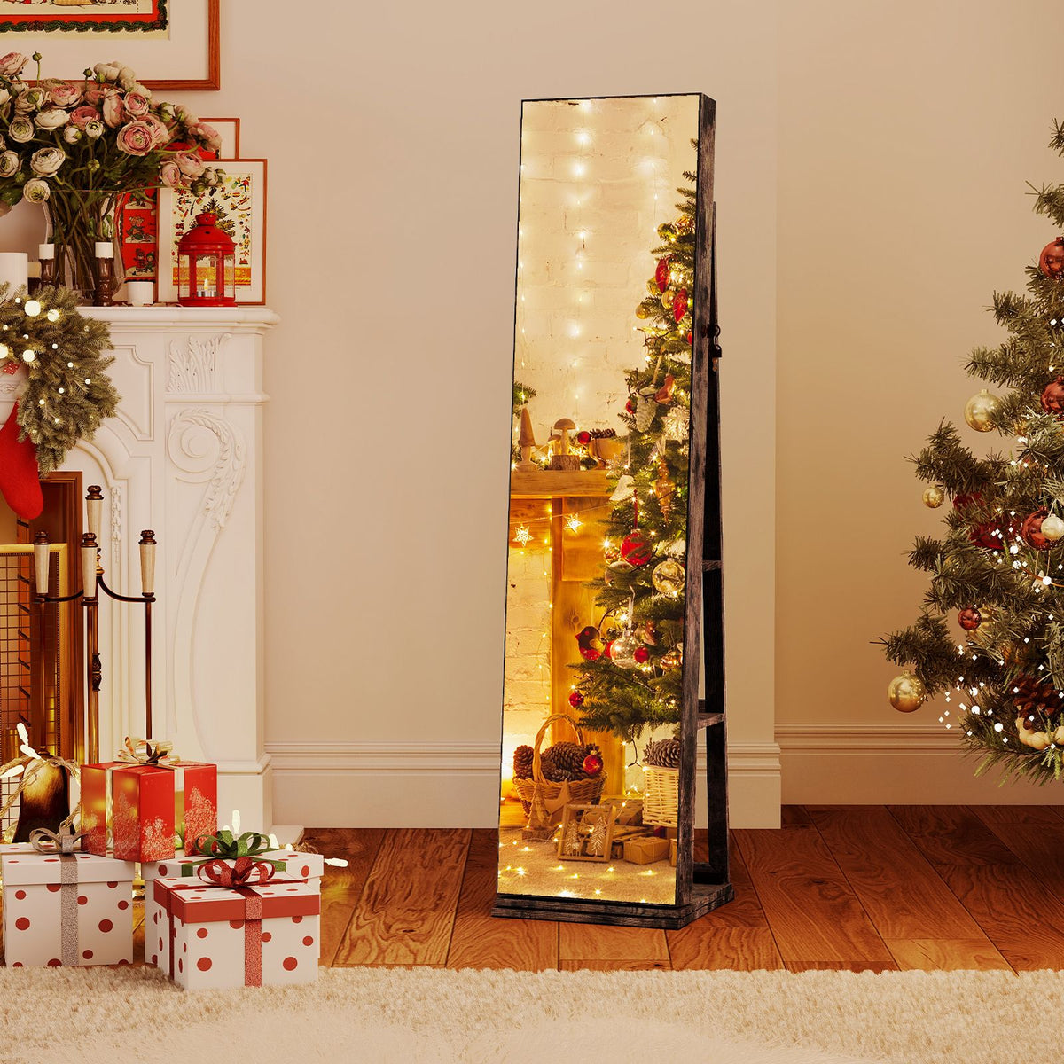 360° Swivel Freestanding Jewelry Storage Organizer with Full Length Mirror