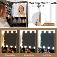 360° Swivel Freestanding Jewelry Storage Organizer with Full Length Mirror