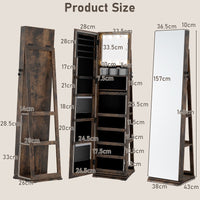 360° Swivel Freestanding Jewelry Storage Organizer with Full Length Mirror