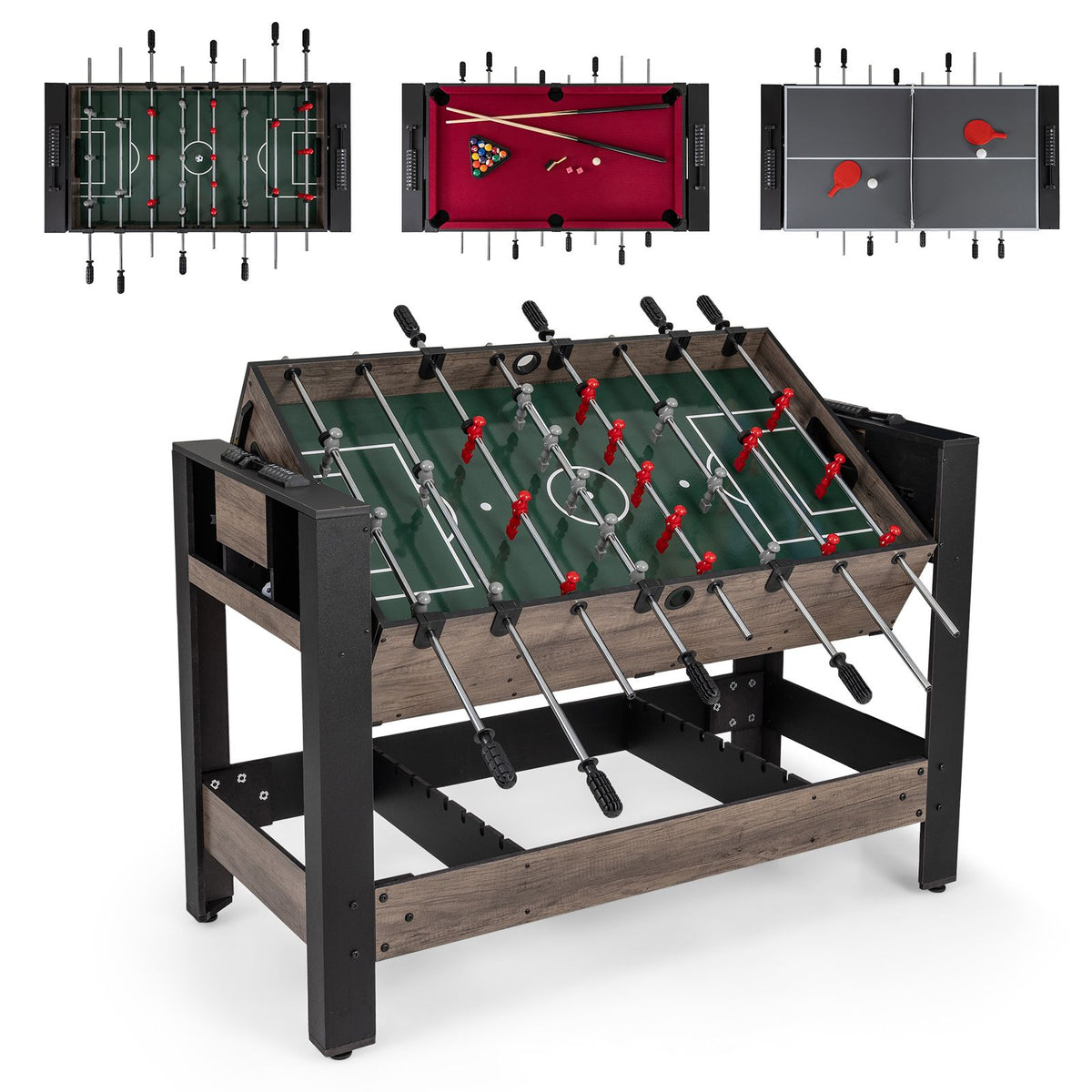 3-in-1 Swivel Game Table with Foosball and Pool Billiards for Teens Adults
