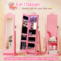 Swivel Kids Jewelry Cabinet with Lights and Built-in Mirror