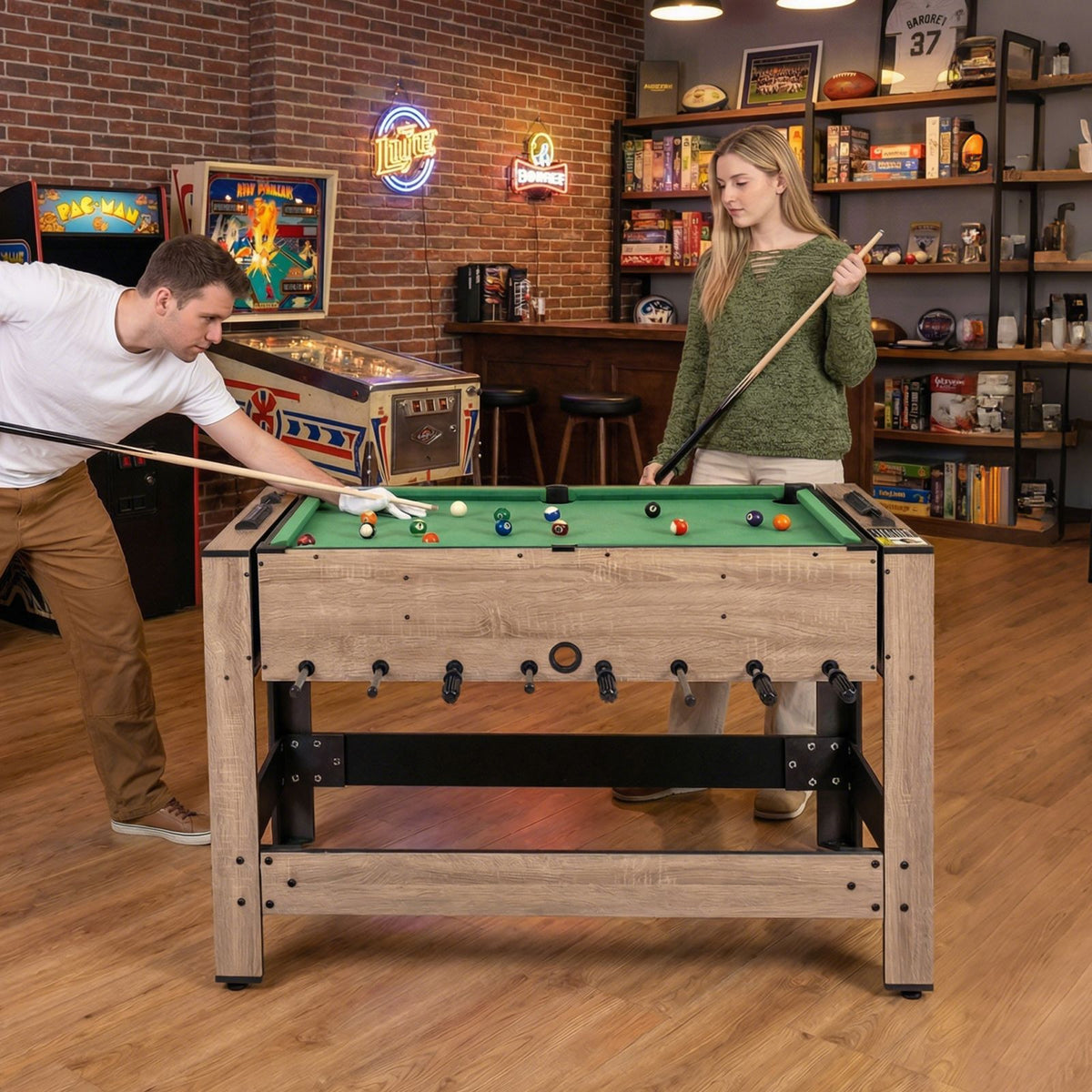 2-in-1 Swivel Multi Game Table with Billiard and Complete Accessories