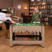 2-in-1 Swivel Multi Game Table with Billiard and Complete Accessories