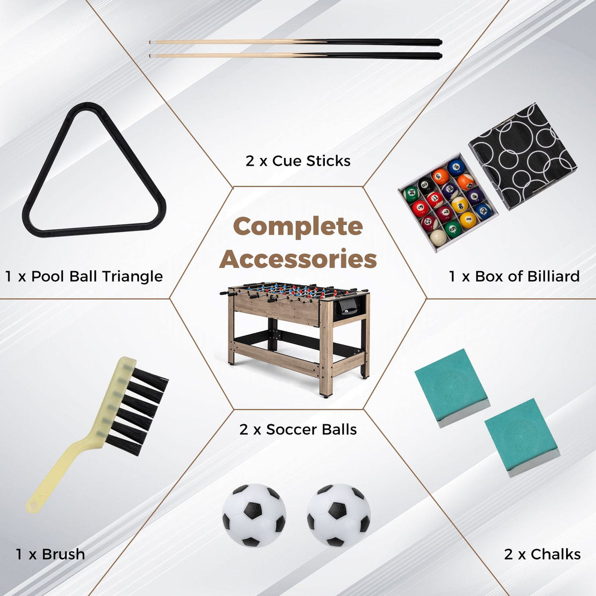 2-in-1 Swivel Multi Game Table with Billiard and Complete Accessories