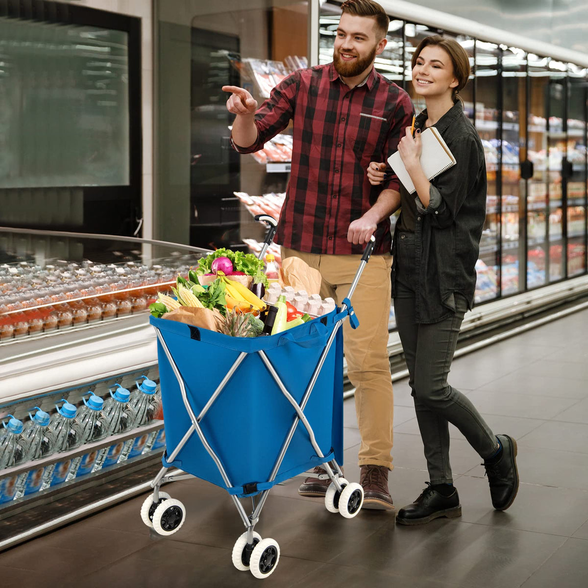 Giantex Folding Shopping Cart with Wheels