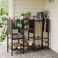 3-Tier Garden Tool Organizer w/Wooden Shelves