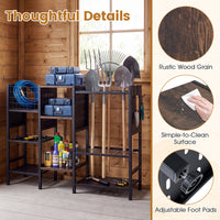 3-Tier Garden Tool Organizer w/Wooden Shelves