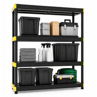 4-Tier Plastic Storage Shelf with Anti-Tipping Kit and Adjustable Feet for Garage