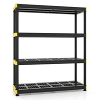 4-Tier Plastic Storage Shelf with Anti-Tipping Kit and Adjustable Feet for Garage