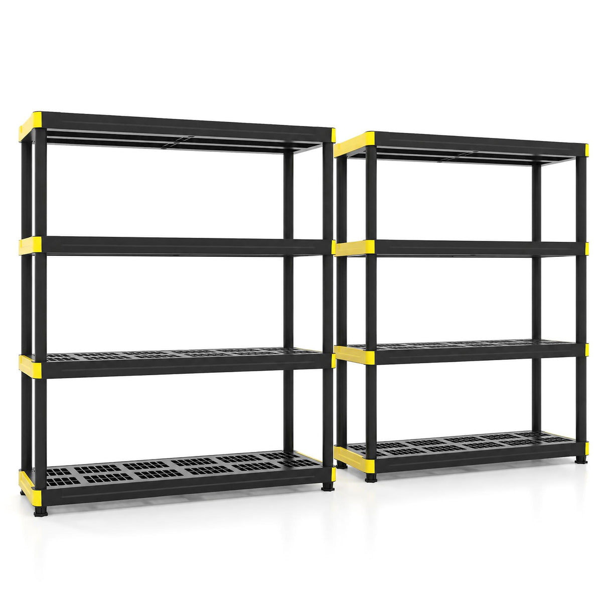 4-Tier Plastic Storage Shelf with Anti-Tipping Kit and Adjustable Feet for Garage
