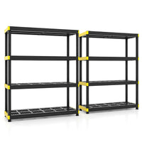 4-Tier Plastic Storage Shelf with Anti-Tipping Kit and Adjustable Feet for Garage
