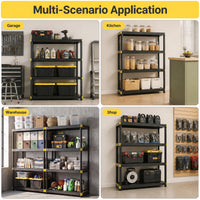 4-Tier Plastic Storage Shelf with Anti-Tipping Kit and Adjustable Feet for Garage