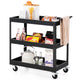 3-Tier Utility Cart, Heavy Duty Service Cart with Ample Storage Space & Humanized Handle