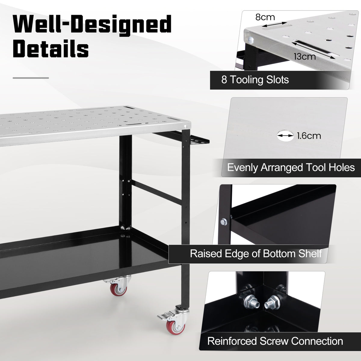 92cm x 46cm Welding Table, 570kg Welding Workbench on Wheels