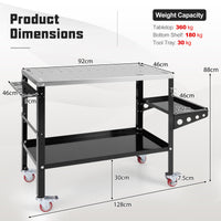 92cm x 46cm Welding Table, 570kg Welding Workbench on Wheels