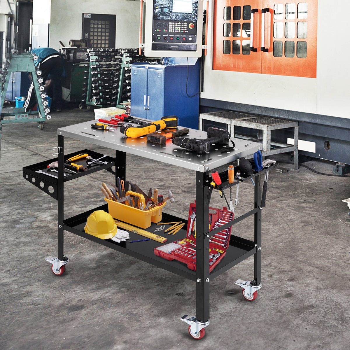 92cm x 46cm Welding Table, 570kg Welding Workbench on Wheels