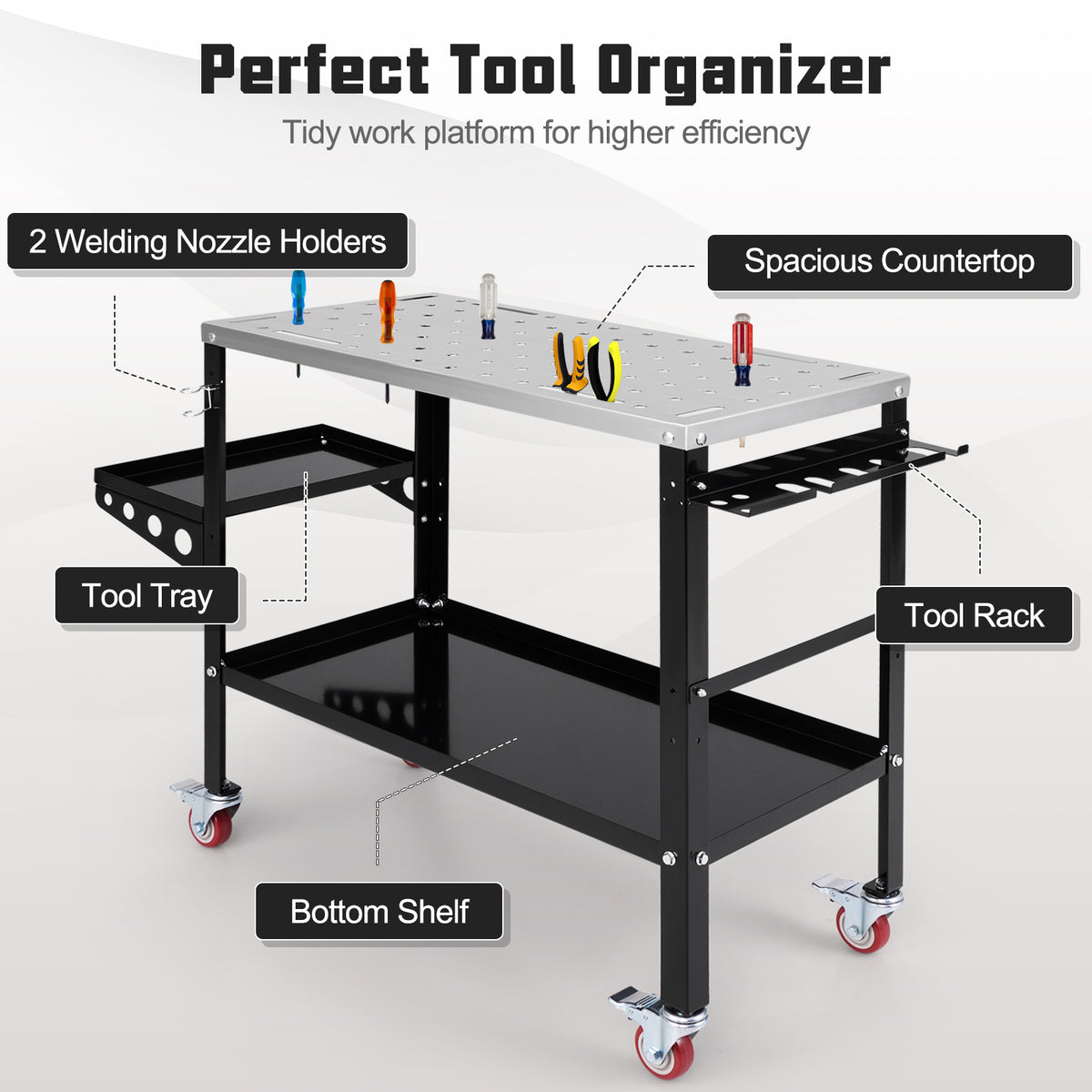 92cm x 46cm Welding Table, 570kg Welding Workbench on Wheels