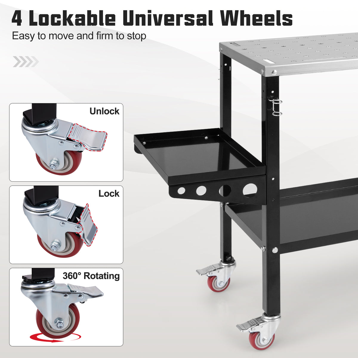 92cm x 46cm Welding Table, 570kg Welding Workbench on Wheels