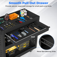 3 Tier Steel Tool Trolley with Large Drawer and 2 Pegboards