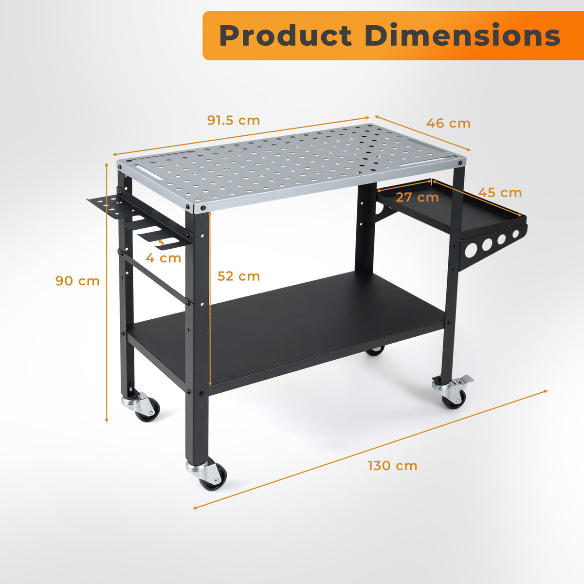 92cm x 46cm Welding Table, 570kg Welding Workbench on Wheels