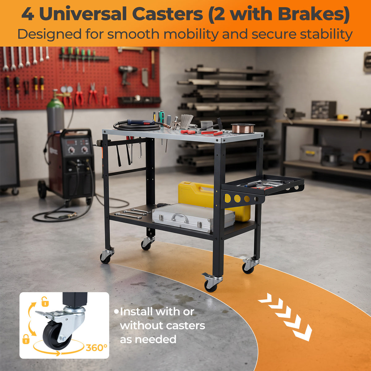 92cm x 46cm Welding Table, 570kg Welding Workbench on Wheels