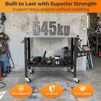 92cm x 46cm Welding Table, 570kg Welding Workbench on Wheels