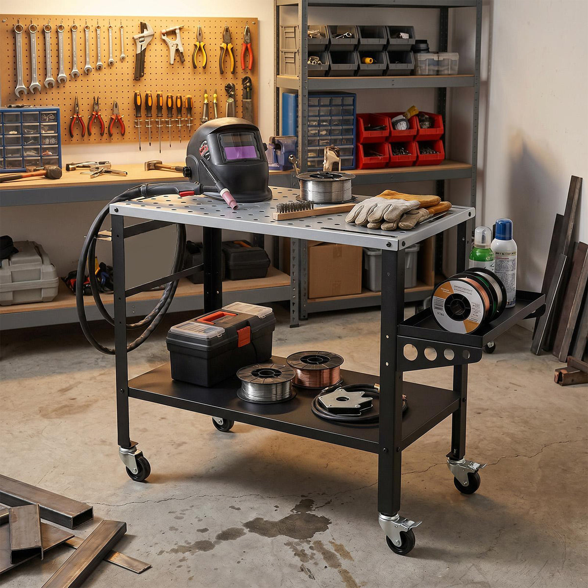 92cm x 46cm Welding Table, 570kg Welding Workbench on Wheels