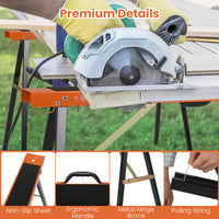 2-Pack Portable Sawhorses, Heavy-Duty Galvanized Metal Power Tool Stand