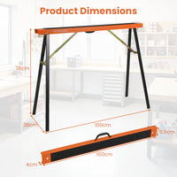 2-Pack Portable Sawhorses, Heavy-Duty Galvanized Metal Power Tool Stand