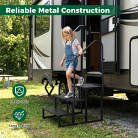 RV Step with Handrail and Wide Anti-Slip Platforms for Porch