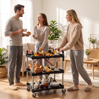 3-Tier Folding Utility Cart with Swivel Wheels and Brakes