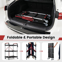 3-Tier Folding Utility Cart with Swivel Wheels and Brakes