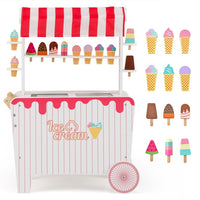 Ice Cream and Food Trunk Toy with 2 Large Wheels for Kids