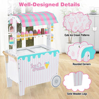 Ice Cream and Food Trunk Toy with 2 Large Wheels for Kids