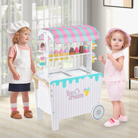 Ice Cream and Food Trunk Toy with 2 Large Wheels for Kids