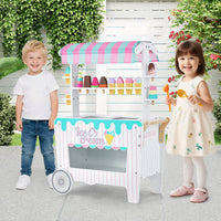 Ice Cream and Food Trunk Toy with 2 Large Wheels for Kids