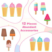 Ice Cream and Food Trunk Toy with 2 Large Wheels for Kids